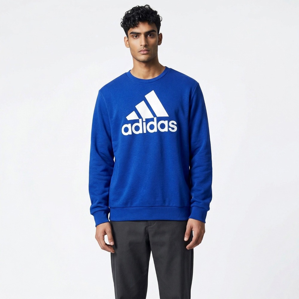 Adidas Essentials Mens French Terry Crew Neck Sweatshirt Size M Team Royal Blue